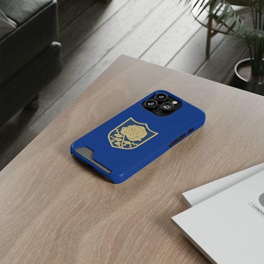 Blue Rose Phone Case With Card Holder - One Punch Fits