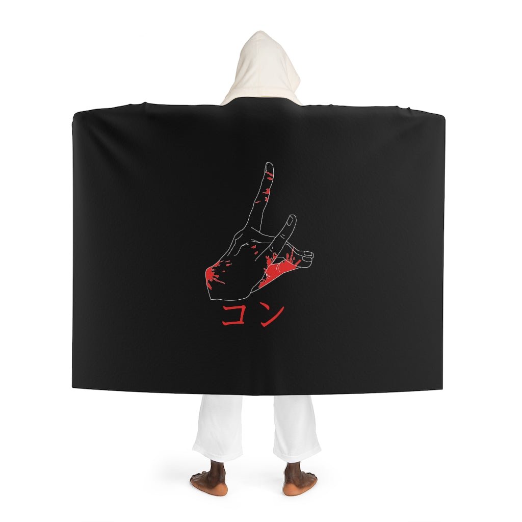 Chainsaw Man Hand Symbol Sherpa Fleece Hooded Blanket - One Punch Fits