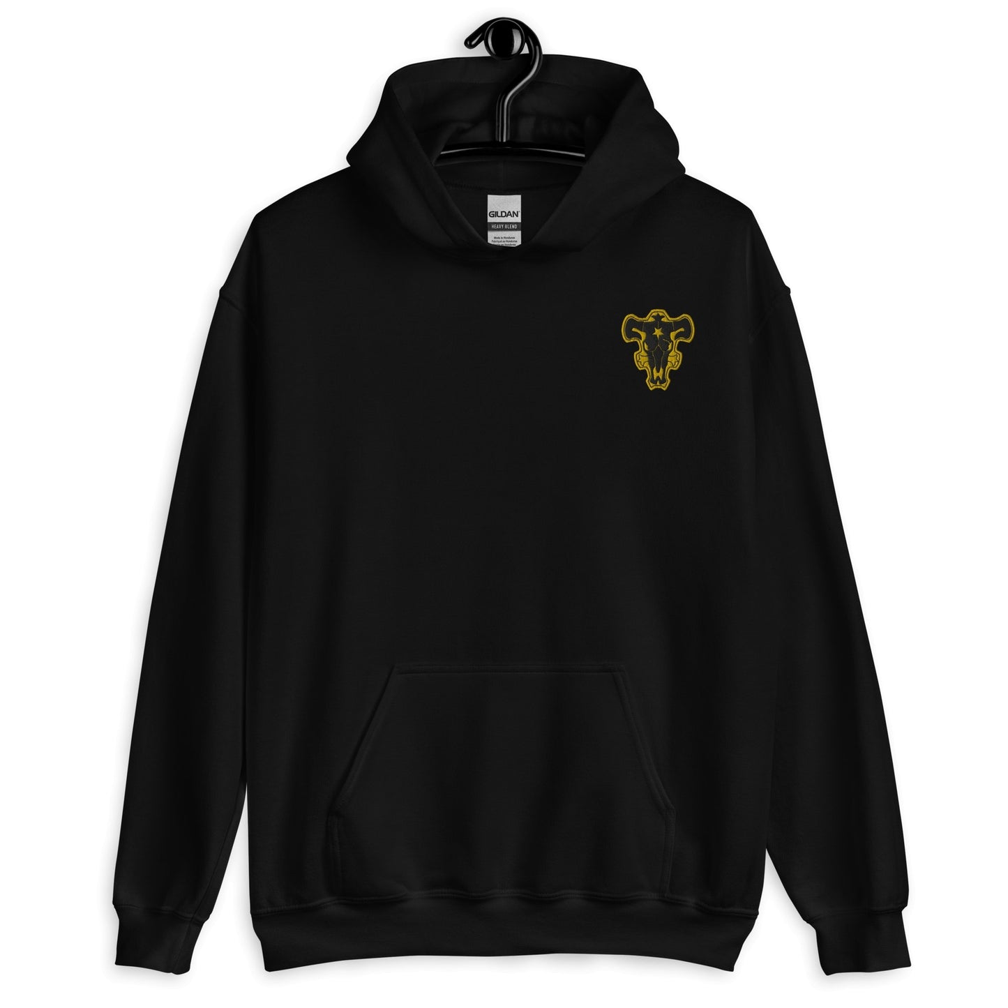 Embroidered Black Bulls Logo Black Clover Anime Hoodie - One Punch Fits