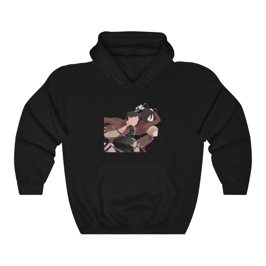 Eren Mikasa Armin Fight Attack on Titan Anime Hoodie - One Punch Fits