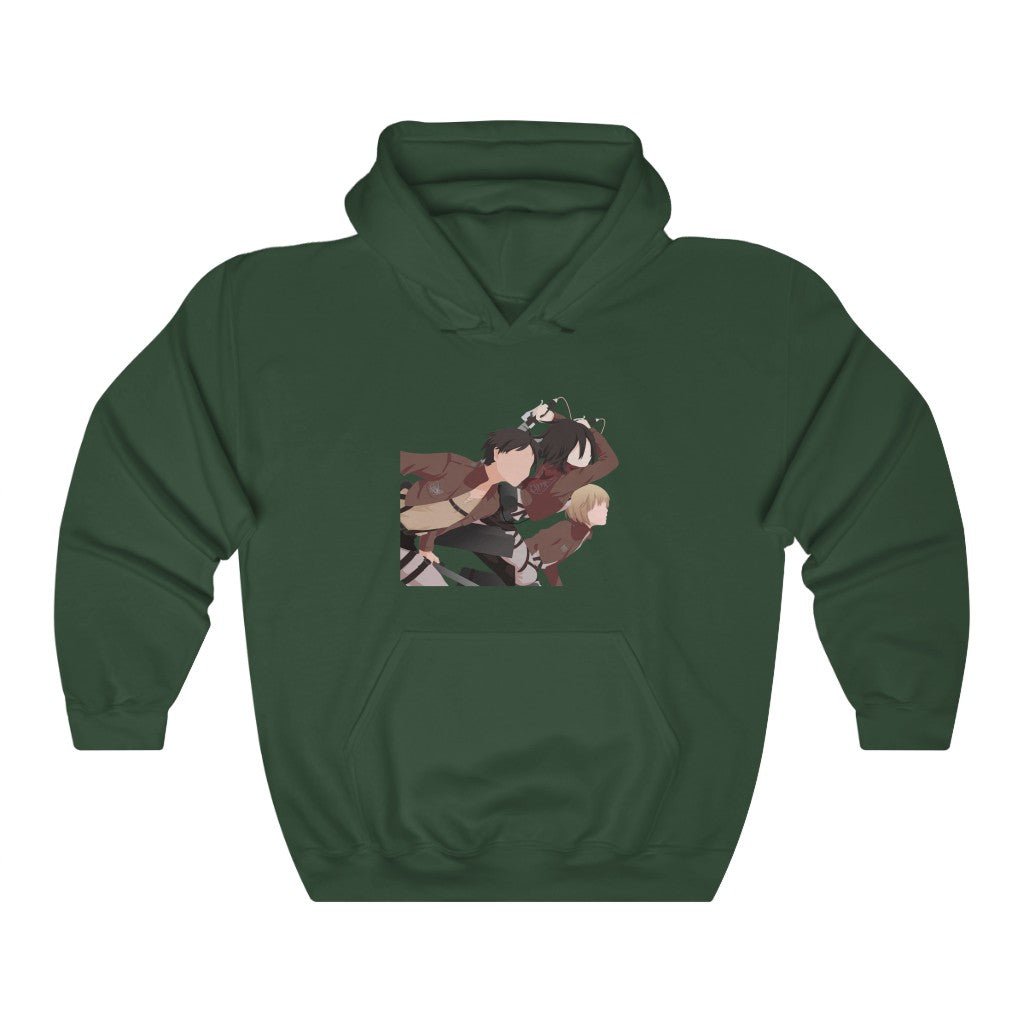 Eren Mikasa Armin Fight Attack on Titan Anime Hoodie - One Punch Fits