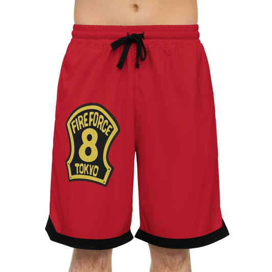 Fire Force Company 8 Symbol Anime Athletic Shorts w/Pockets - One Punch Fits