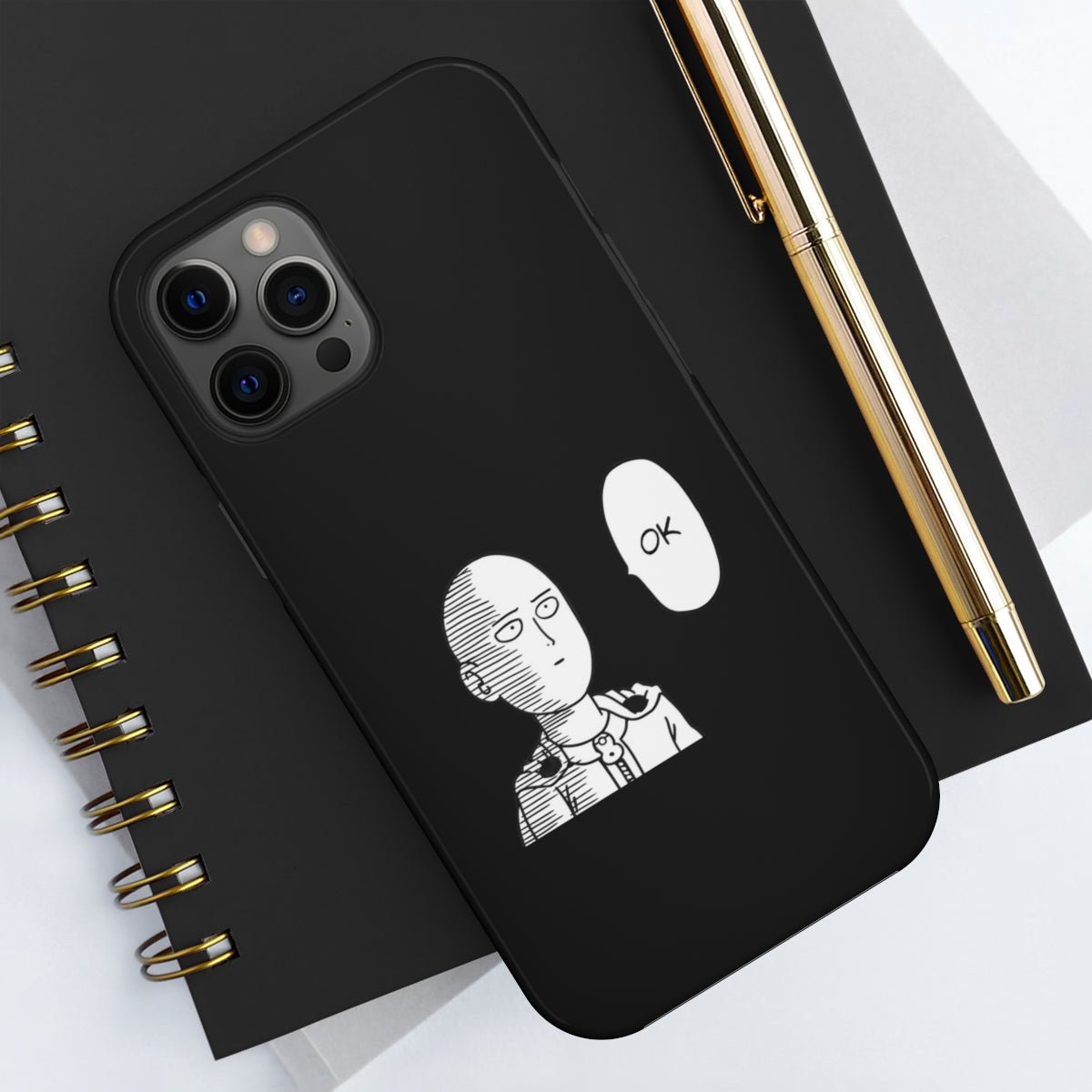Saitama OK One Punch Man Anime iPhone Case (Series 12, 13, 14) - One Punch Fits